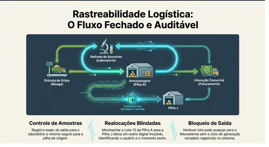 Fluxo fechado e auditável SiloTrack